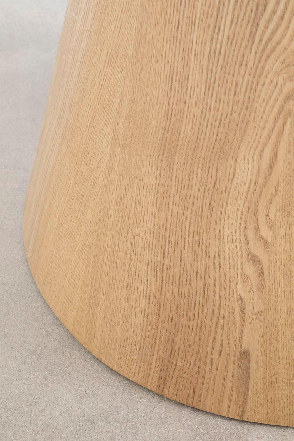 Sklum Set De Mesa Redonda Ø120 Cm En Chapa De Fresno Aura Y 4 Sillas De Comedor En Madera Y Tela Bouclé Lucca