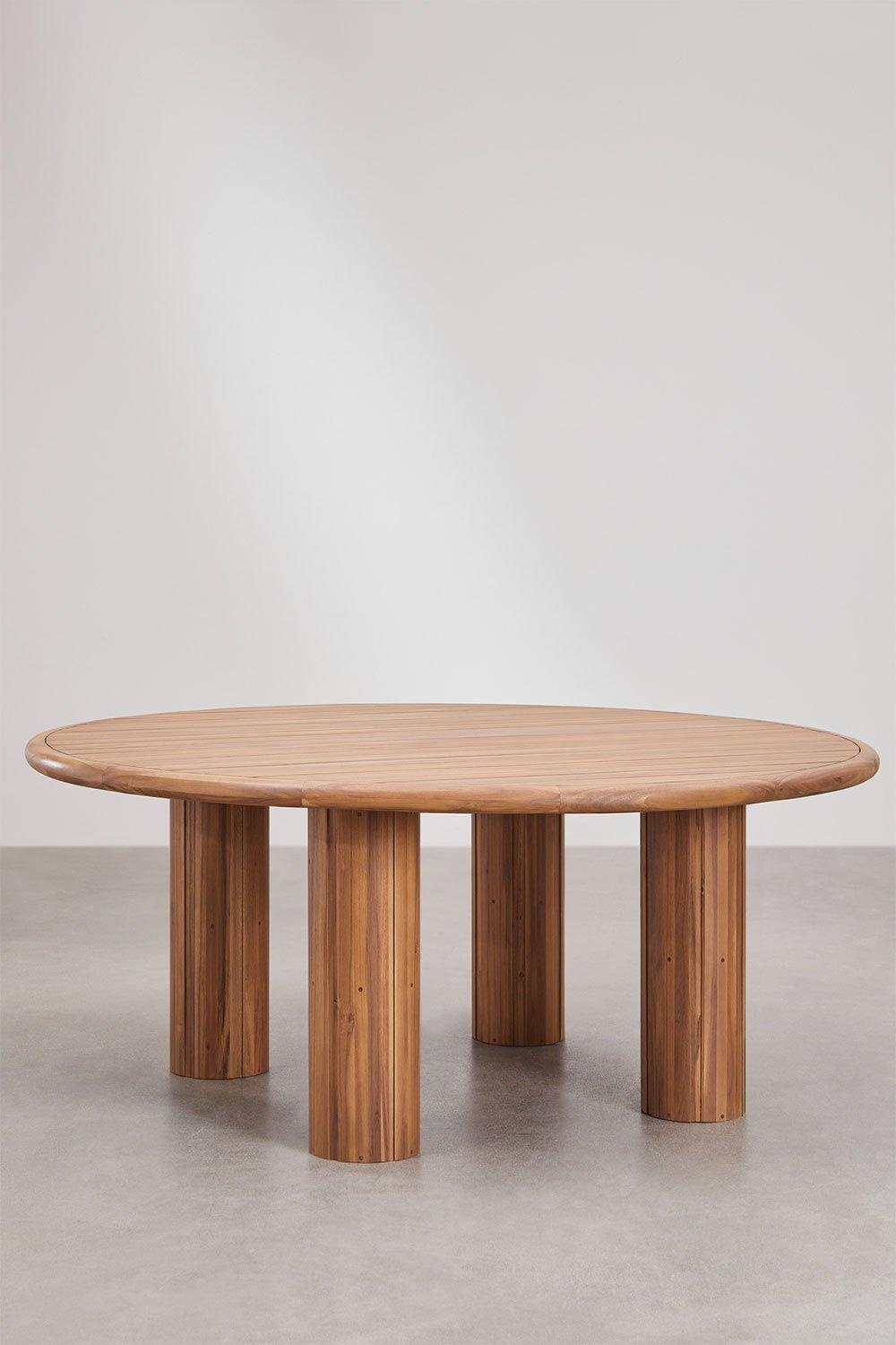 Sklum Set De Mesa Redonda Ø180 Cm En Madera De Acacia Danara Y 10 Sillas De Jardín En Madera De Acacia Y Ratán Sintético Ginara