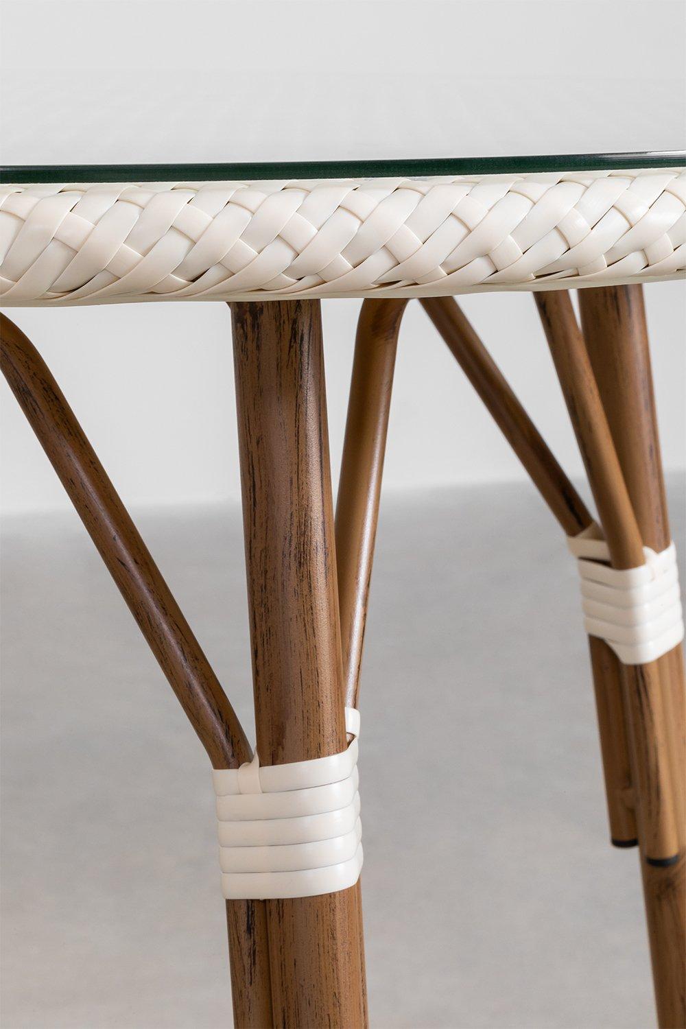 Sklum Set De Mesa Redonda Ø80 Cm Y 2 Sillas Apilables Con Reposabrazos En Textilene Y Aluminio Brielle Bistro