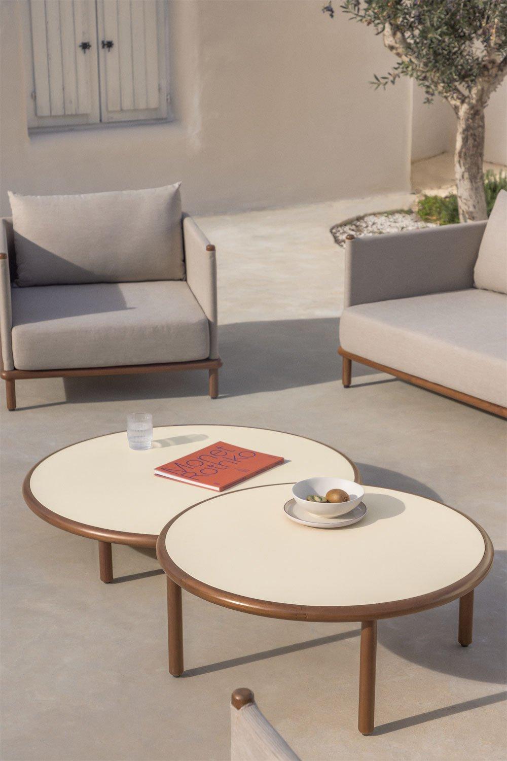 sklum Set di 2 tavolini rotondi da giardino in legno di acacia Olivia