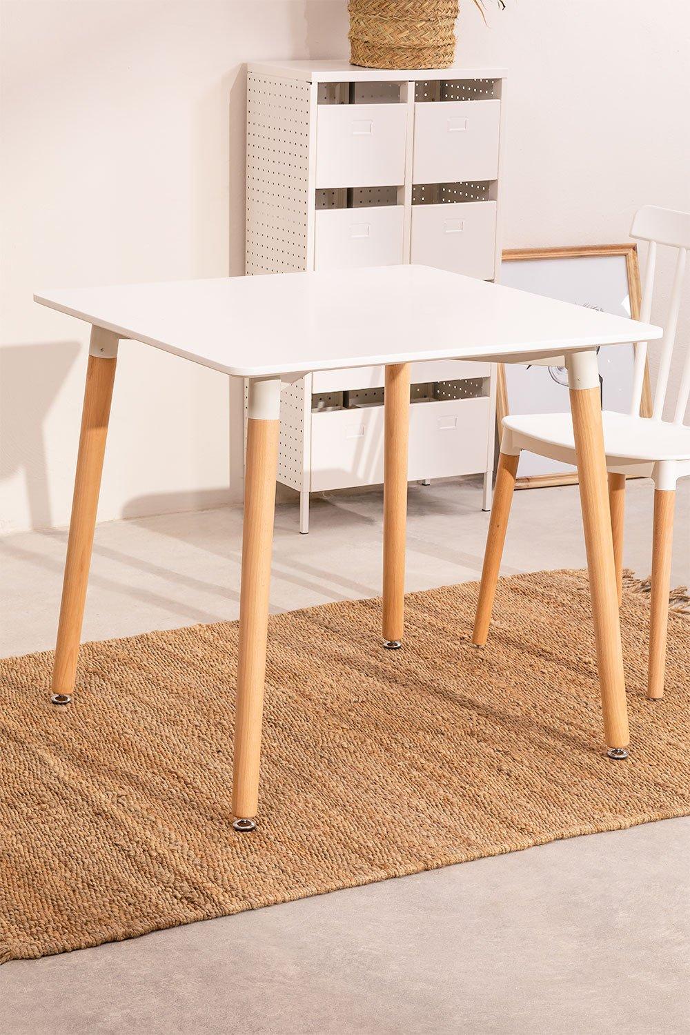 Sklum Set Mesa De Comedor En Madera De Haya Y MDF (80x80 Cm) Y 2 Sillas Royal