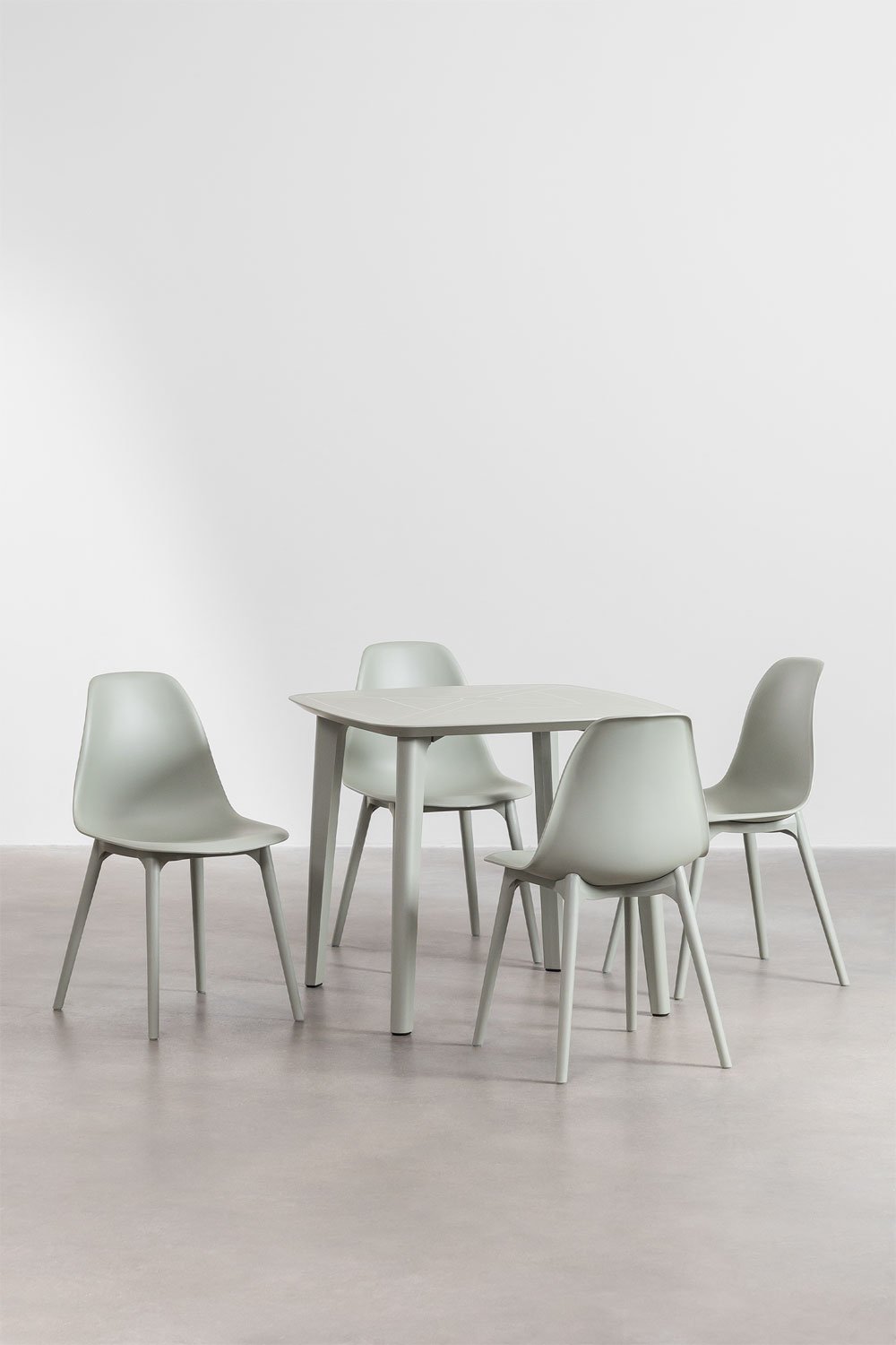 sklum Set of 85x85 cm square table and 4 garden chairs in Scand polyethylene