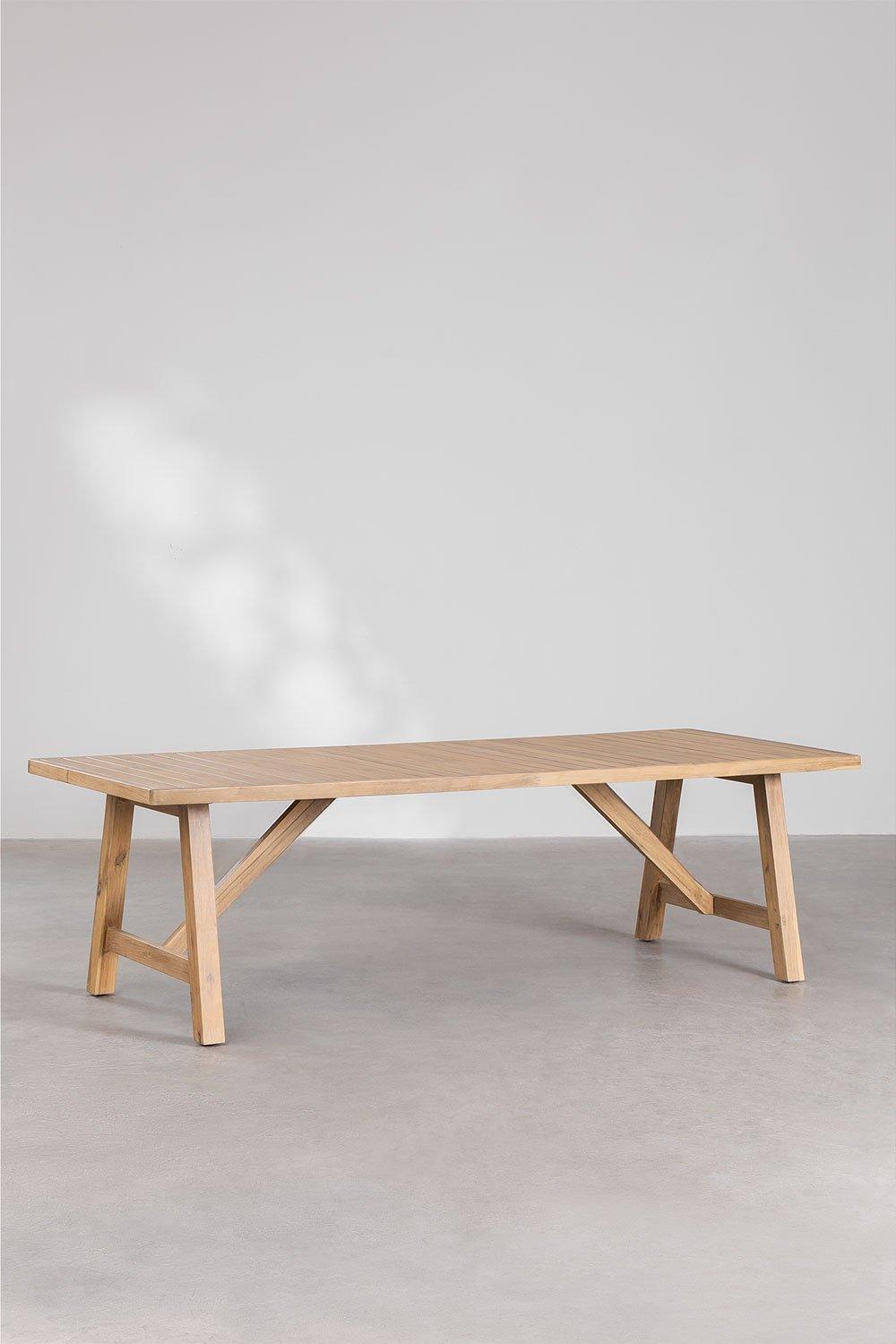 Sklum Set Van Rechthoekige Tafel (260x100 Cm) En 10 Eetkamerstoelen Van Acaciahout Dubai