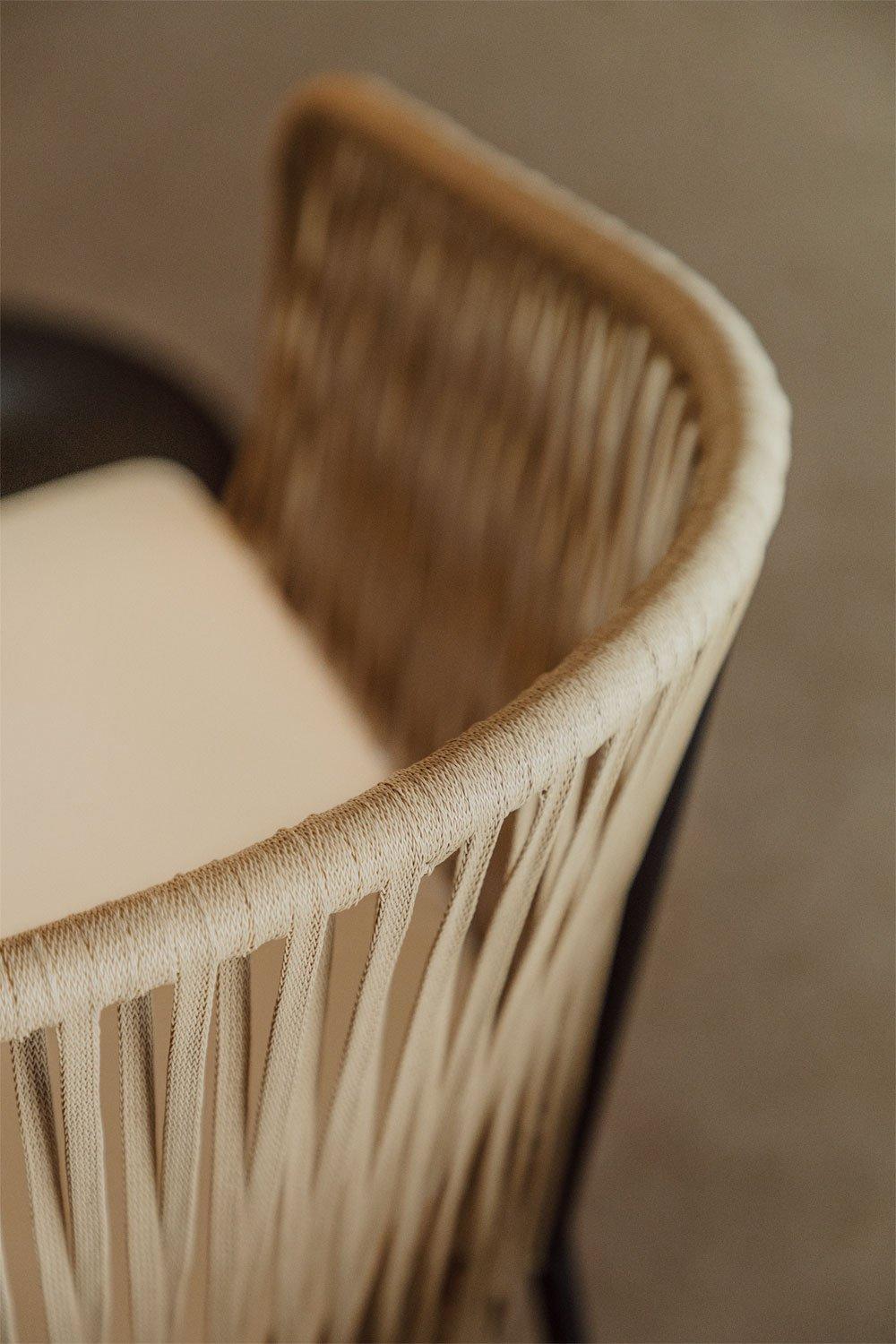 Sklum Silla De Comedor Apilable Con Reposabrazos En Hierro Y Cuerda Trenzada Jocelyn