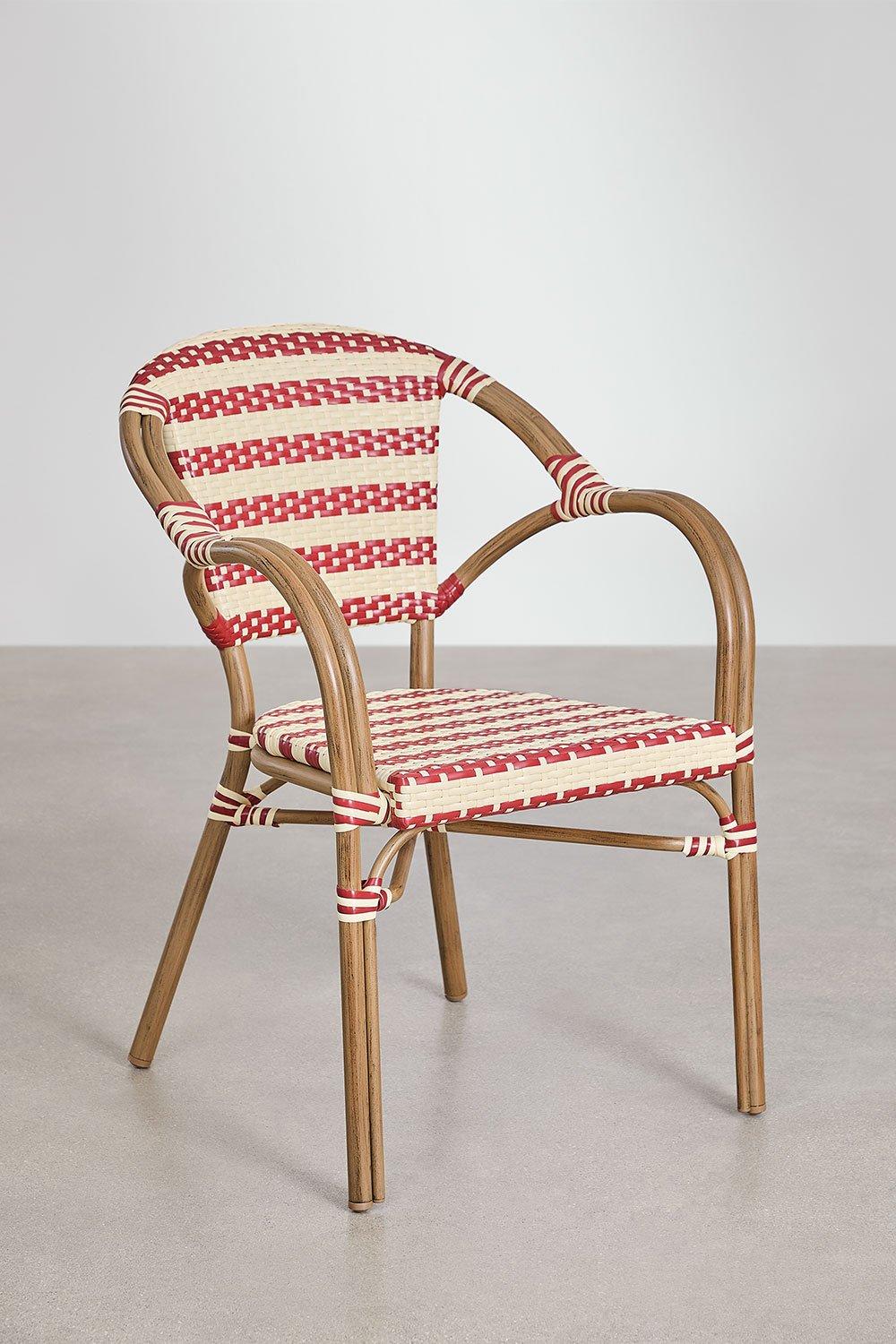 Sklum Silla De Comedor Apilable Con Reposabrazos En Ratán Sintético Y Aluminio Solange Bistro