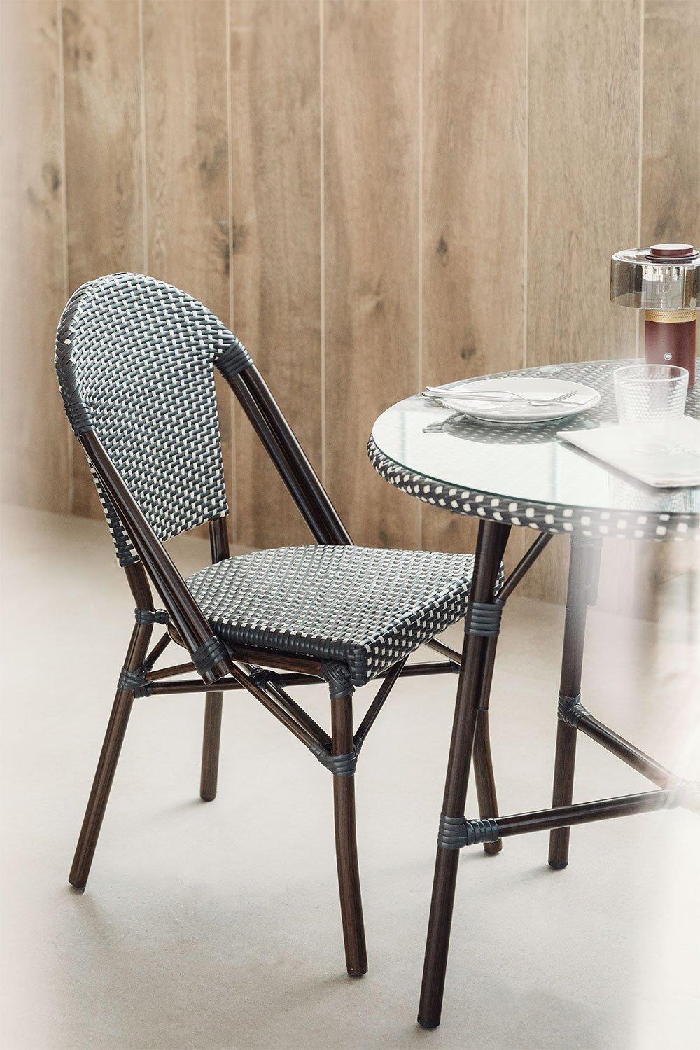 sklum Silla de comedor apilable en aluminio y ratán sintético Brielle Bistro
