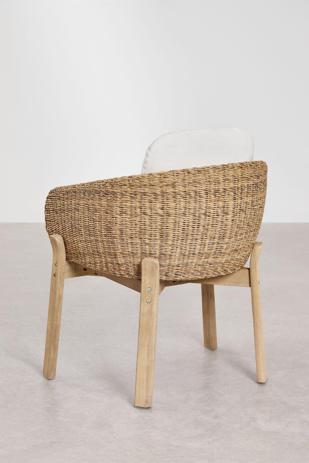 Sklum Silla De Comedor Con Reposabrazos En Madera De Acacia Y Ratán Sintético Leilan