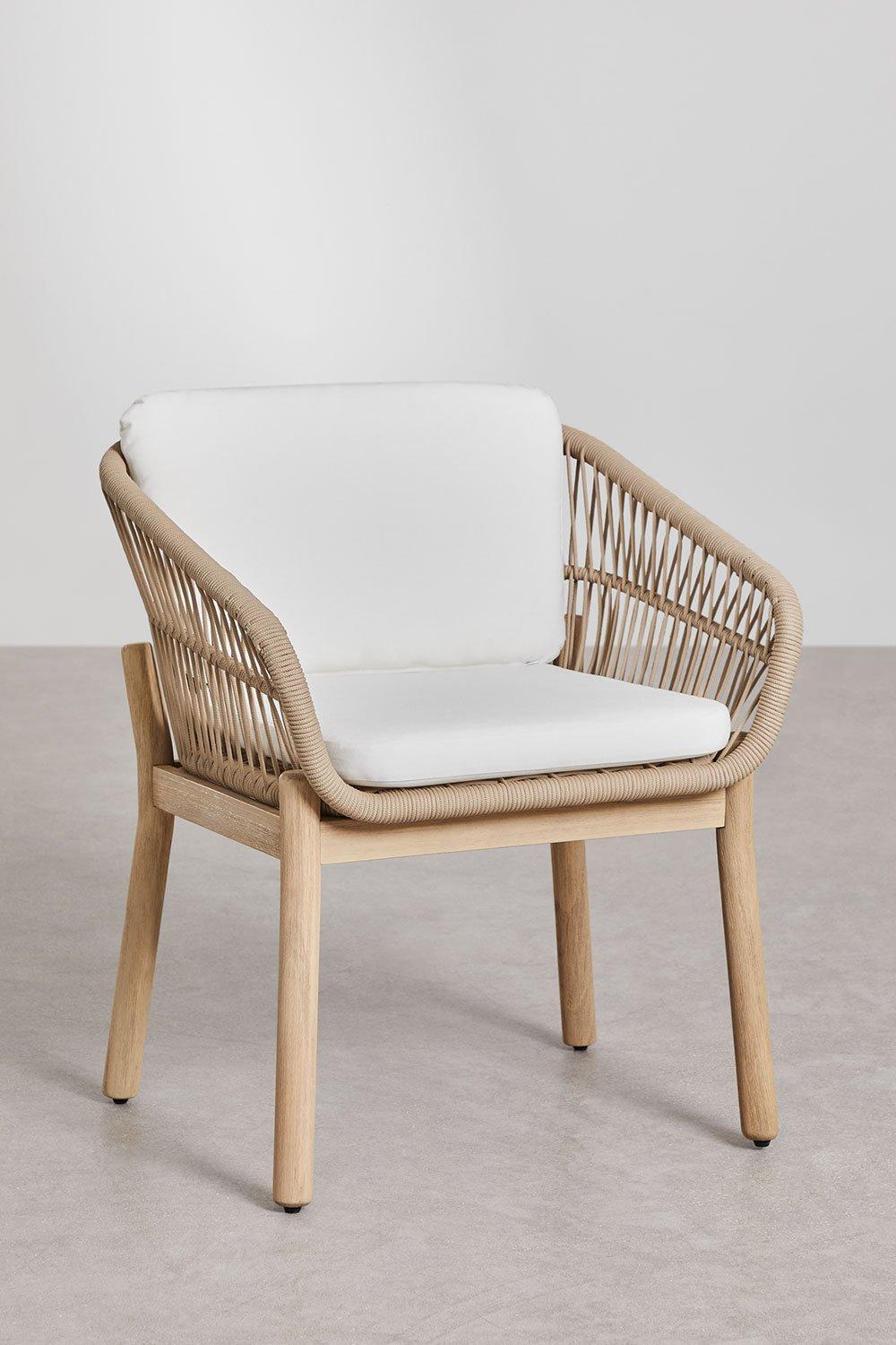 sklum Silla de comedor con reposabrazos en madera de acacia y cuerda trenzada Karvia