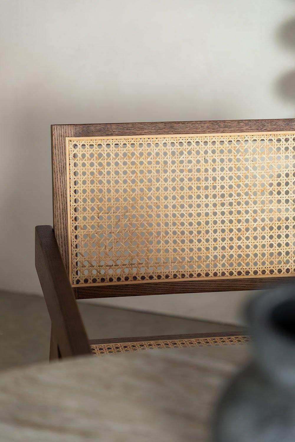 Sklum Silla De Comedor Con Reposabrazos En Madera De Fresno Y Ratán Lali