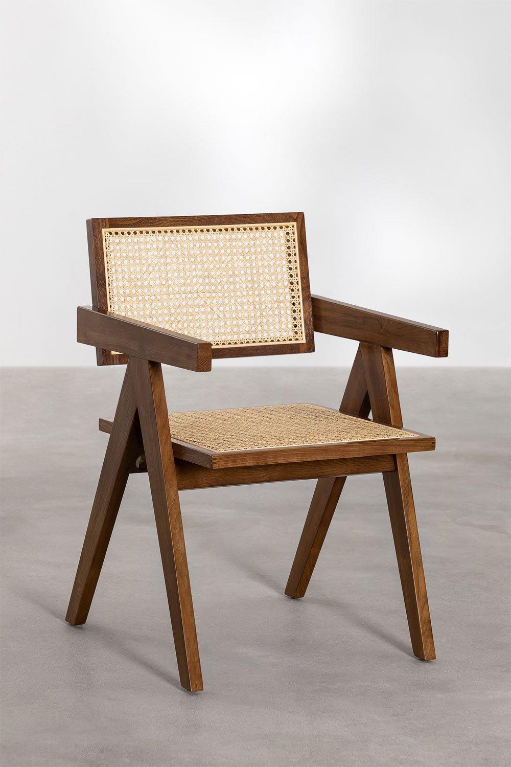 Sklum Silla De Comedor Con Reposabrazos En Madera De Fresno Y Ratán Lali
