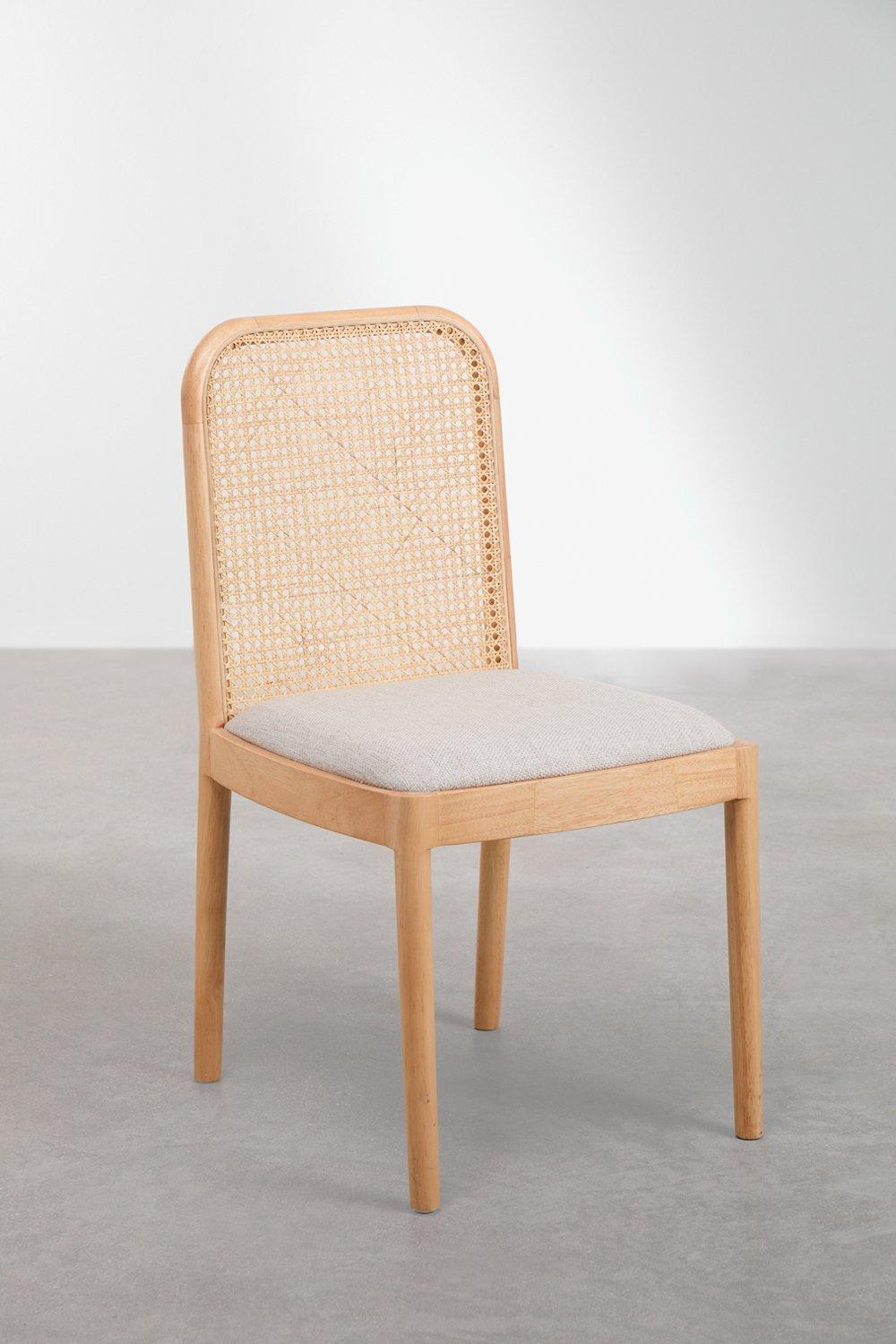 Sklum Silla De Comedor En Madera De Caucho Y Ratán Yaiza