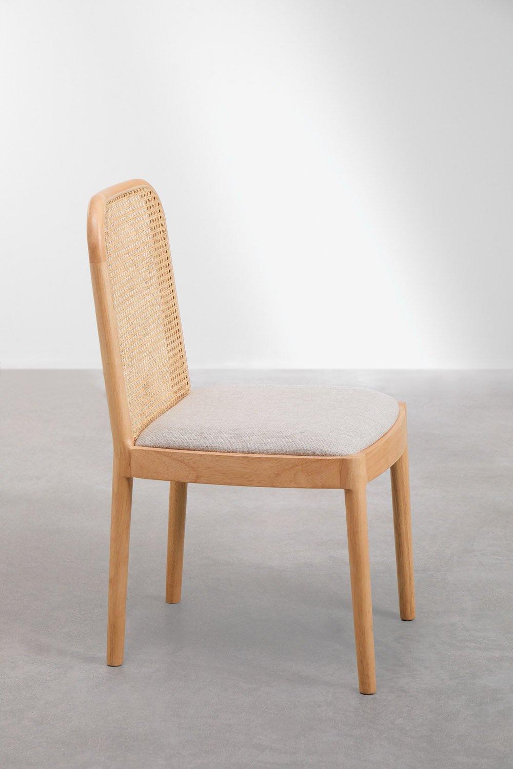 Sklum Silla De Comedor En Madera De Caucho Y Ratán Yaiza