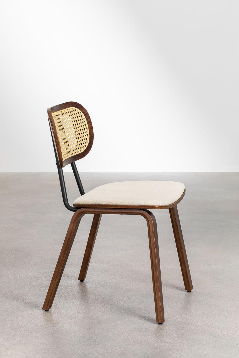 Sklum Silla De Comedor En Madera Ratán Y Borreguito Kaylia