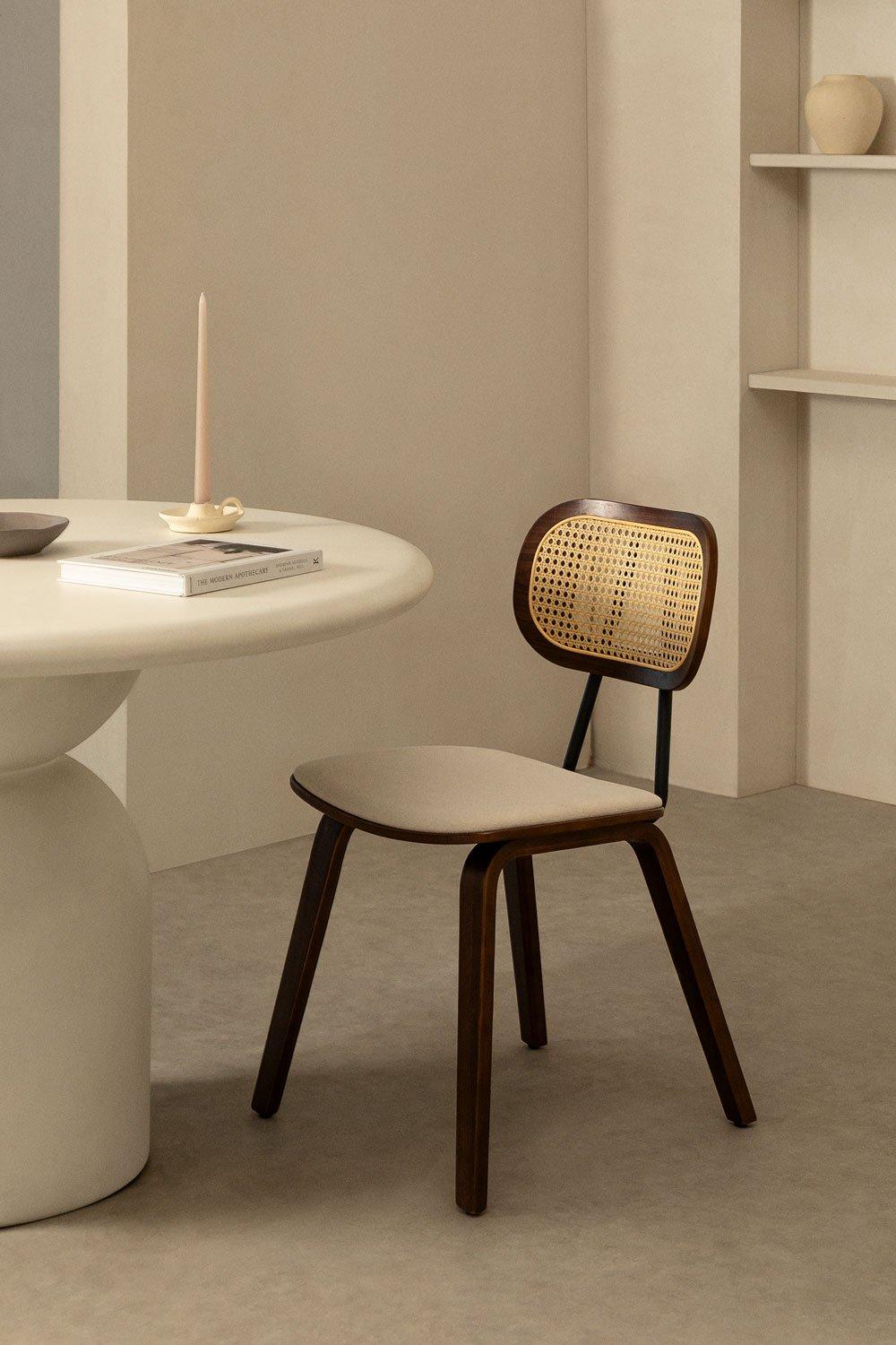 sklum Silla de Comedor en Madera Ratán y Borreguito Kaylia