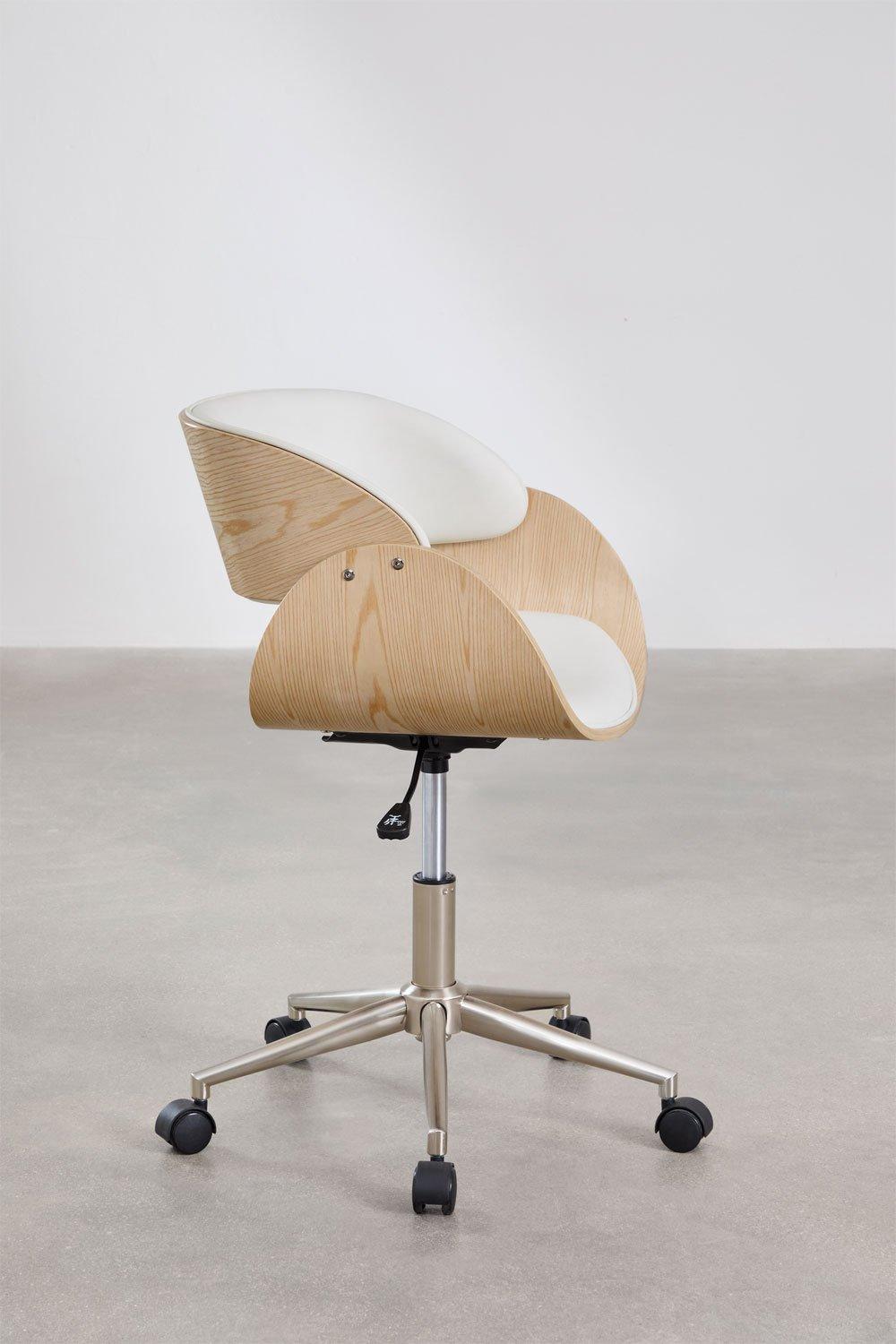 Sklum Silla De Escritorio Con Ruedas En Madera Y Polipiel Lorete