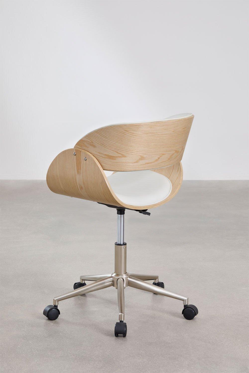 Sklum Silla De Escritorio Con Ruedas En Madera Y Polipiel Lorete