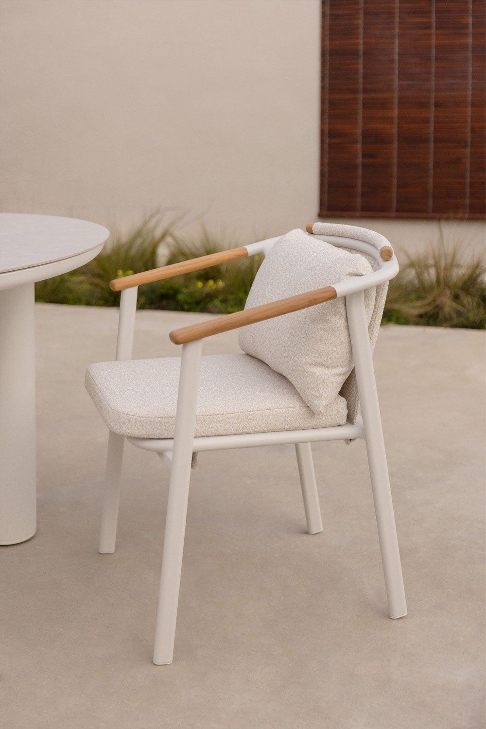 sklum Silla de jardín con reposabrazos en aluminio y tela bouclé Yervin