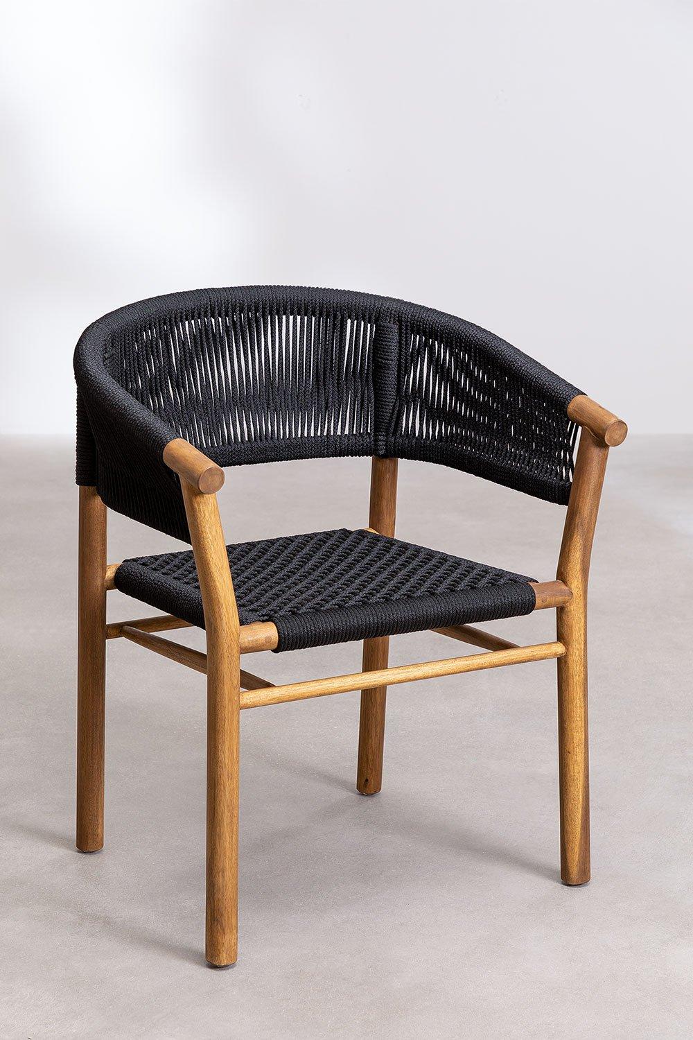 Sklum Silla De Jardín Con Reposabrazos En Madera De Acacia Y Cuerda Trenzada Tenay Classic