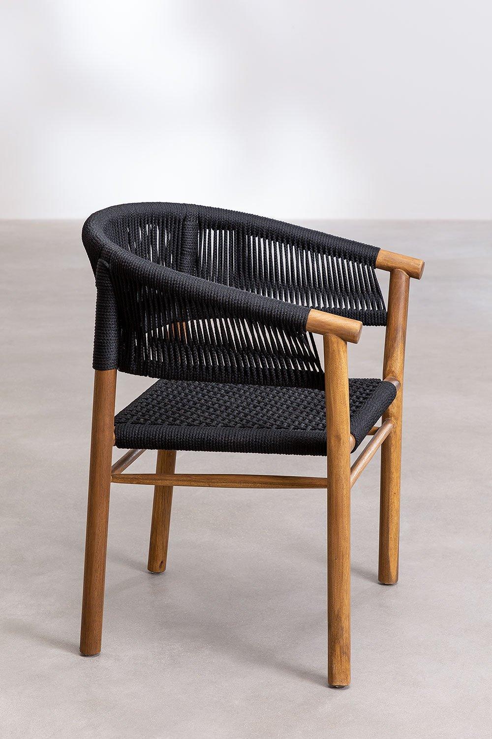 Sklum Silla De Jardín Con Reposabrazos En Madera De Acacia Y Cuerda Trenzada Tenay Classic