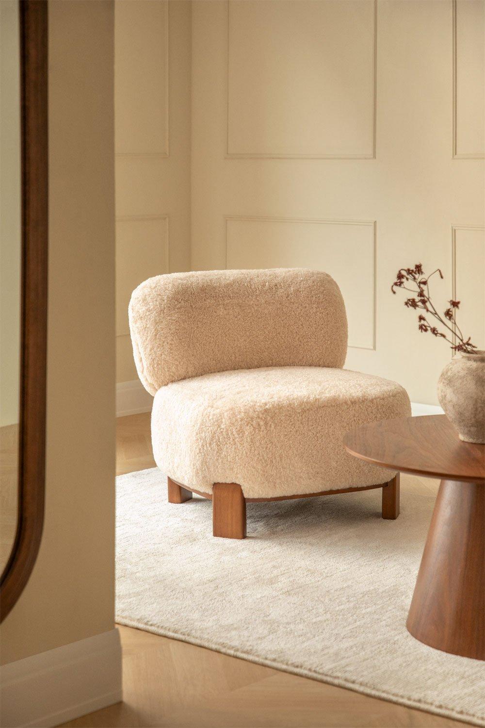 sklum Sillón en borreguito y madera de caucho Eldred