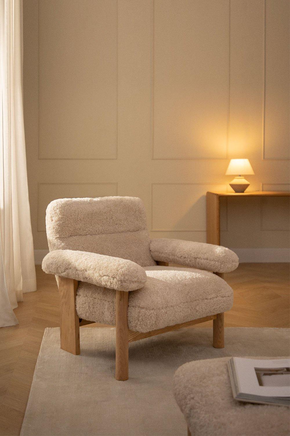 sklum Sillón en borreguito y madera de fresno Bernia Style