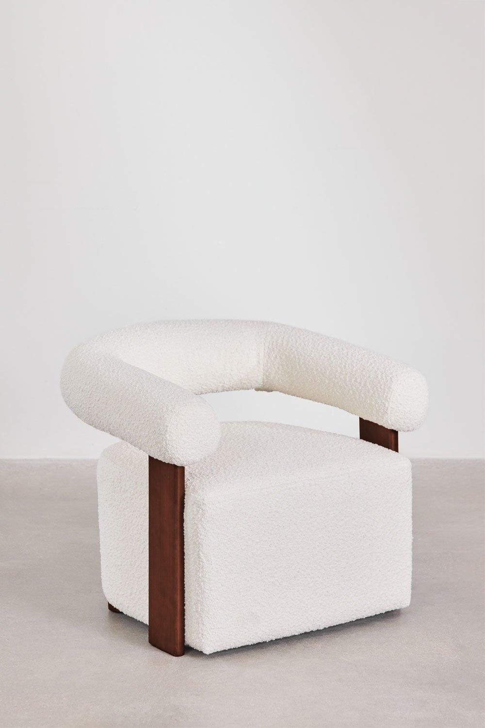 Sklum Sillón En Tela Bouclé Y Madera De Caucho Mauro