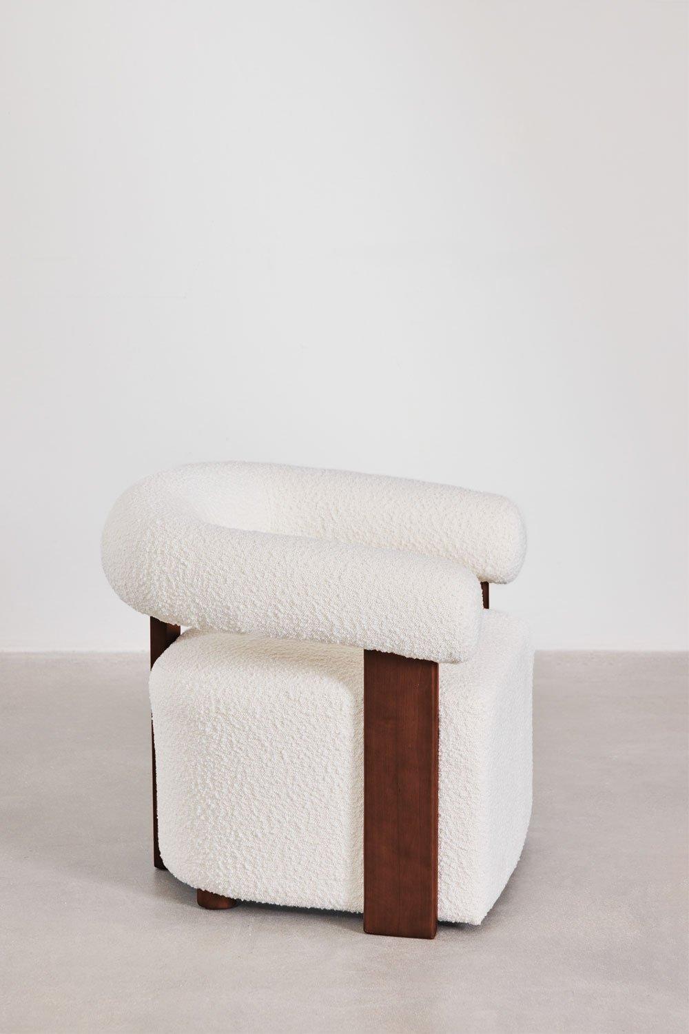 Sklum Sillón En Tela Bouclé Y Madera De Caucho Mauro