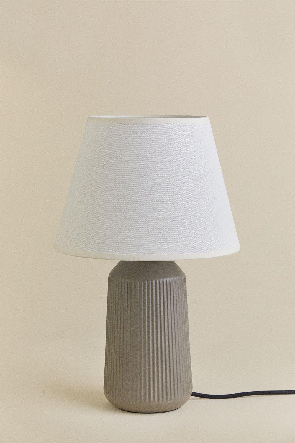 Sklum 40 Cm Table Lamp In Ceramic And Linen Torena