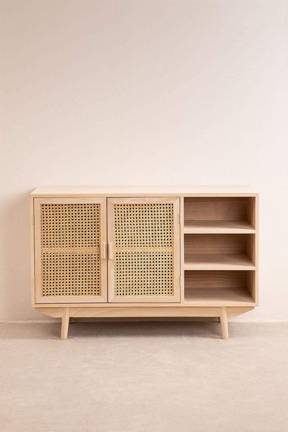 Sklum Buffet En Bois Avec 2 étagères Ralik