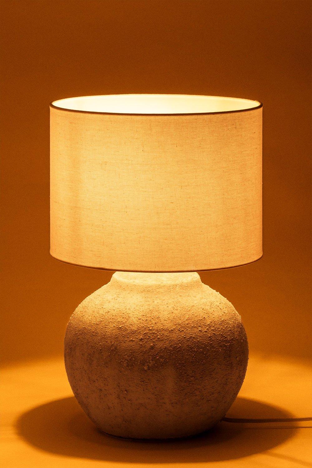 Sklum Candeeiro De Mesa Aloia Em Linho E Terracota