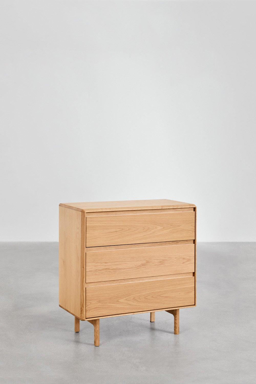 Sklum Commode 3 Tiroirs En Chêne Treveris