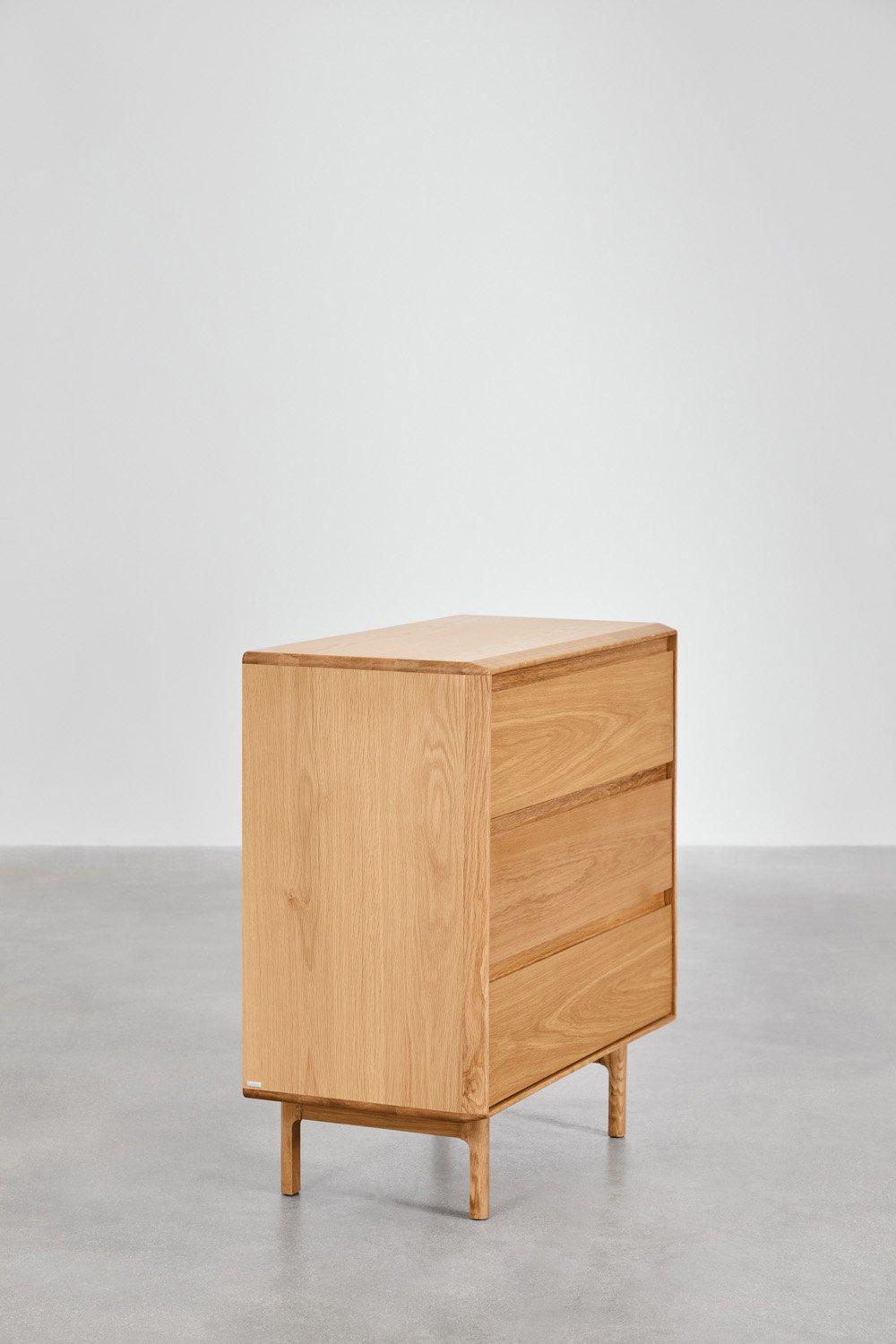 Sklum Commode 3 Tiroirs En Chêne Treveris