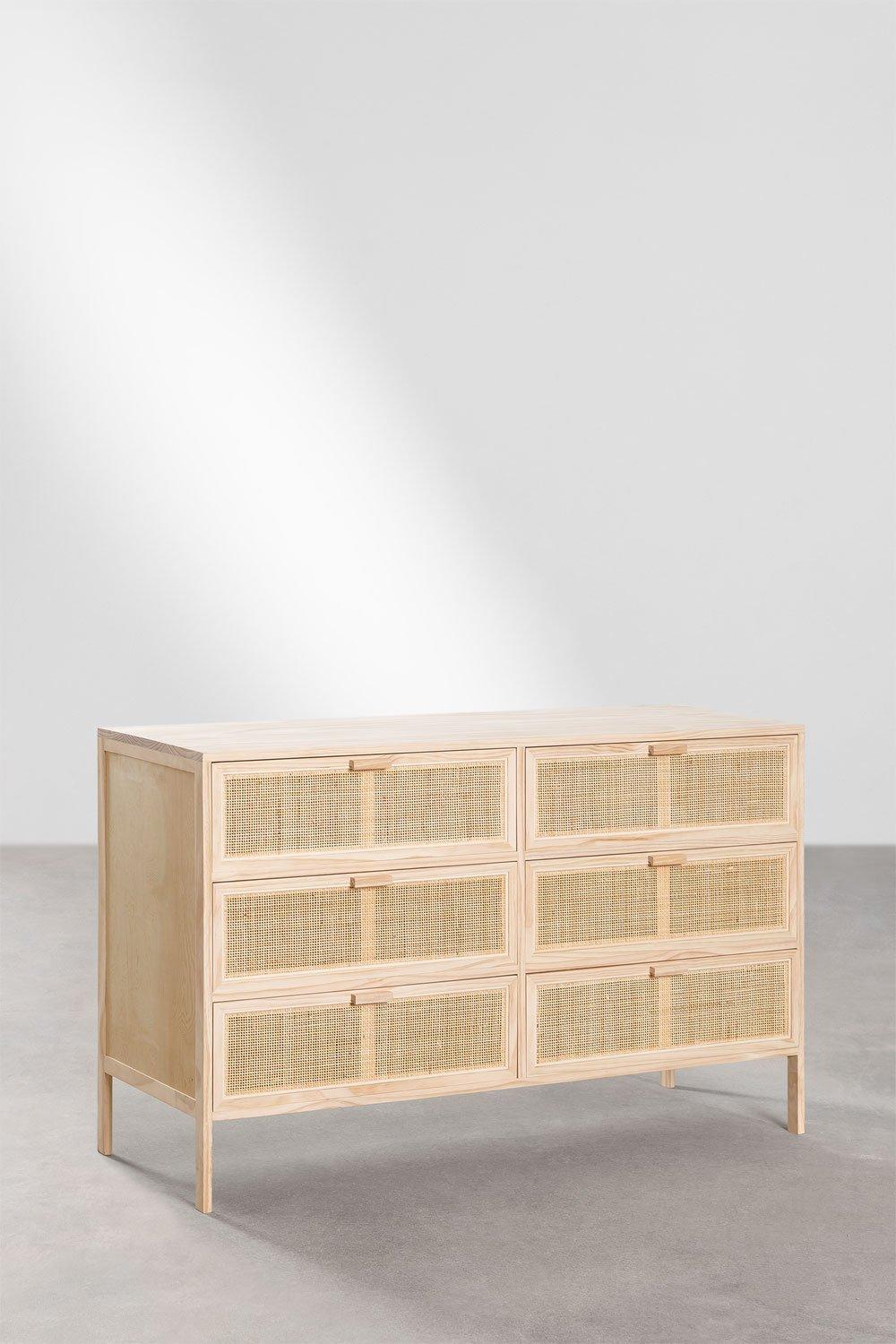 Sklum Comò In Rattan E Legno Reyna