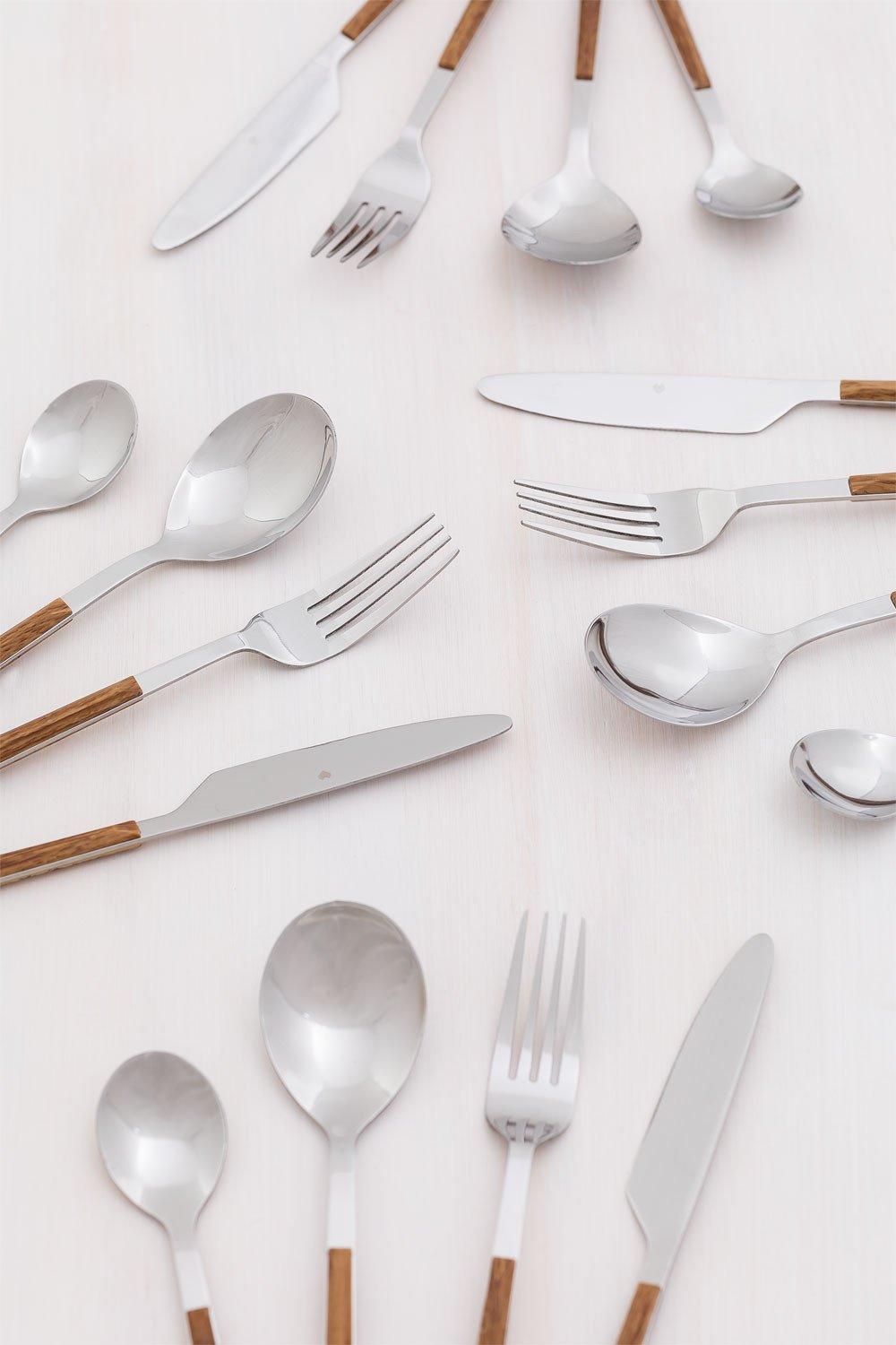 Sklum Cubertería Efecto Madera Priya 16 Piezas