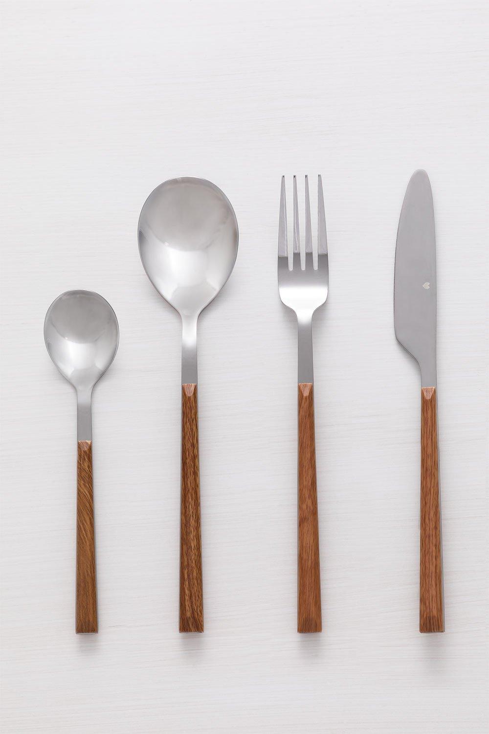 Sklum Cubertería Efecto Madera Priya 16 Piezas