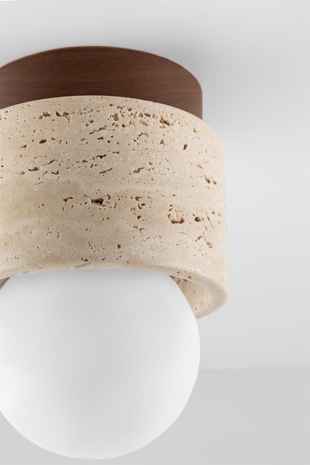 Sklum Davise Deckenlampe Aus Travertin Und Holz