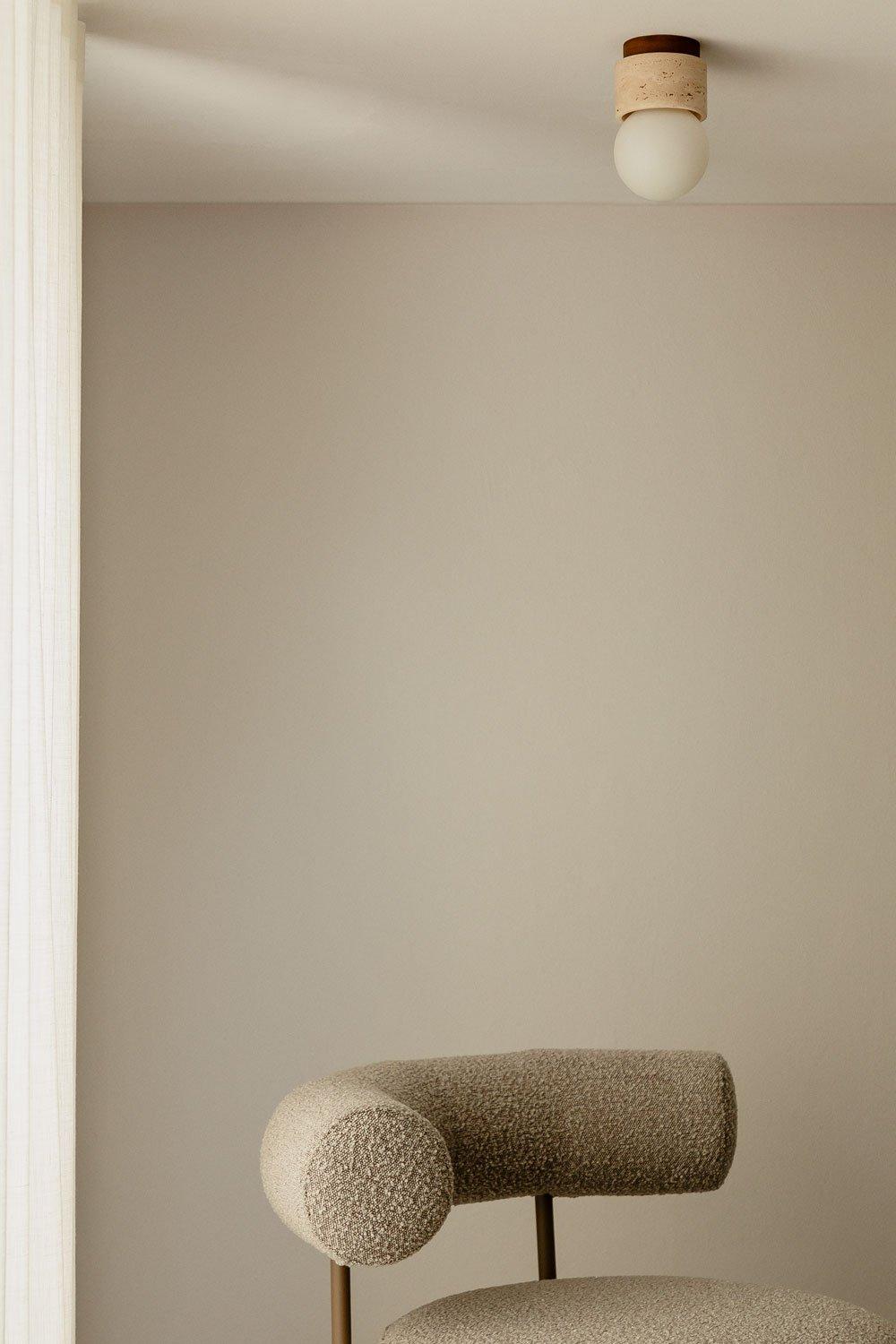 sklum Davise Travertine and Wood Ceiling Lamp