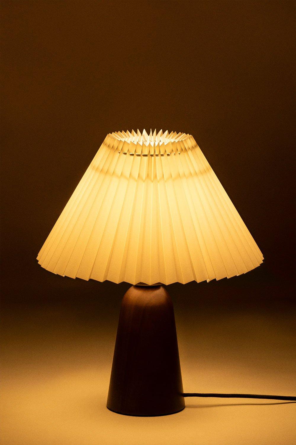 Sklum Drewniana Lampa Stołowa Jeremaia