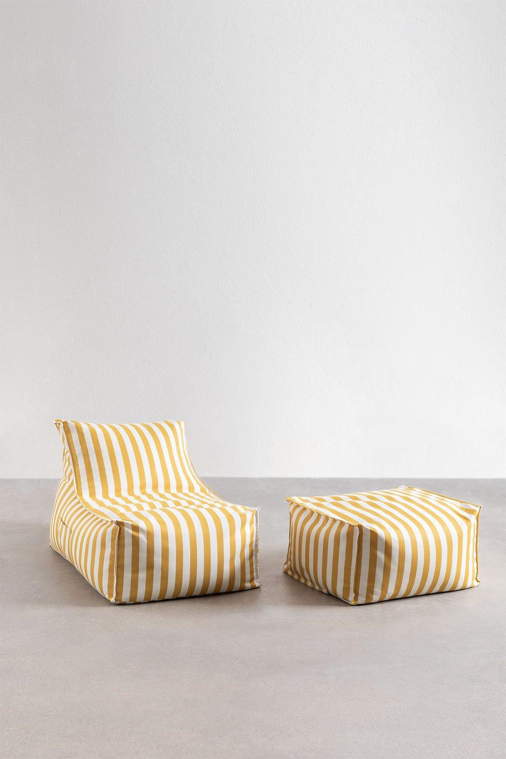 sklum Ensemble fauteuil et pouf en tissu Sandel