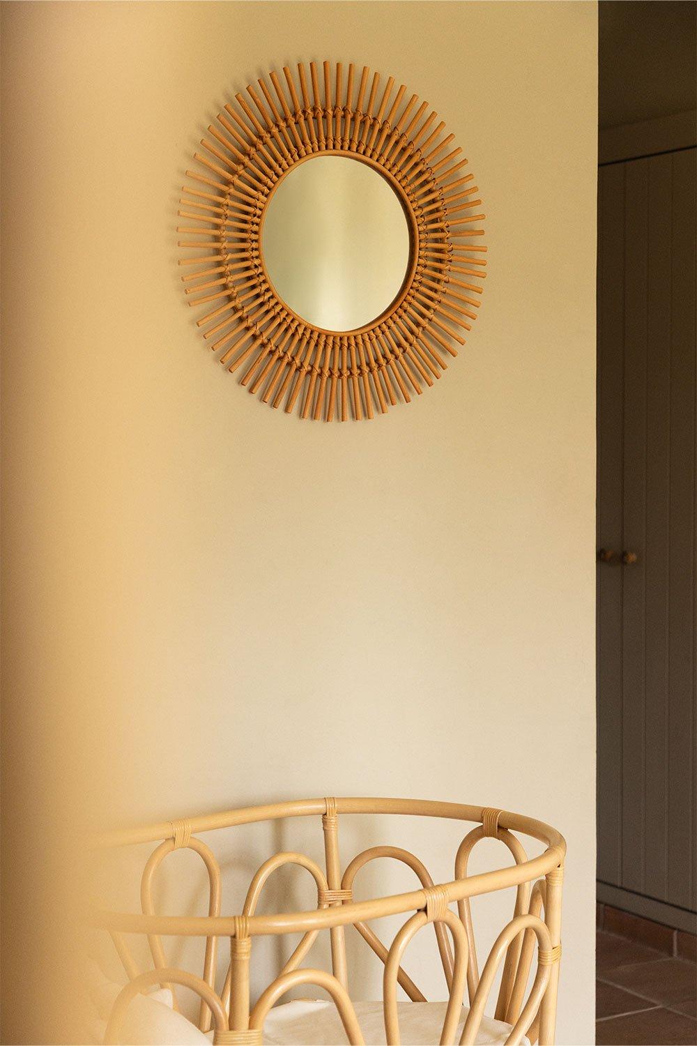 sklum Espejo de Pared Redondo en Ratán (Ø60 cm) Beku