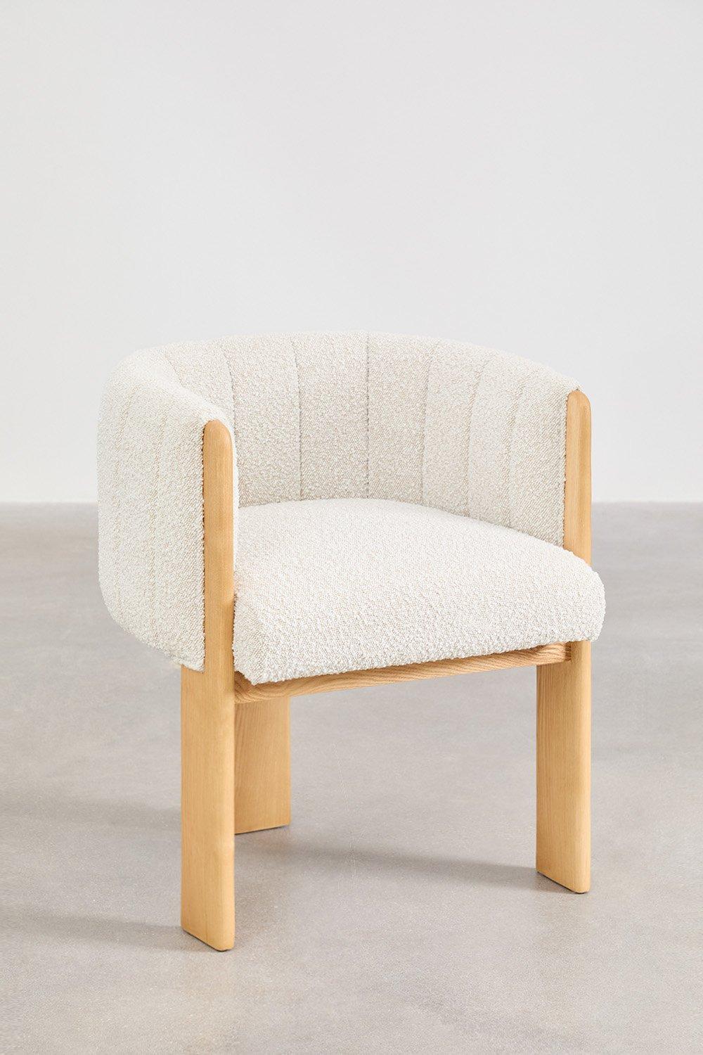 sklum Fauteuil van essenhout en bouclé stof Leo