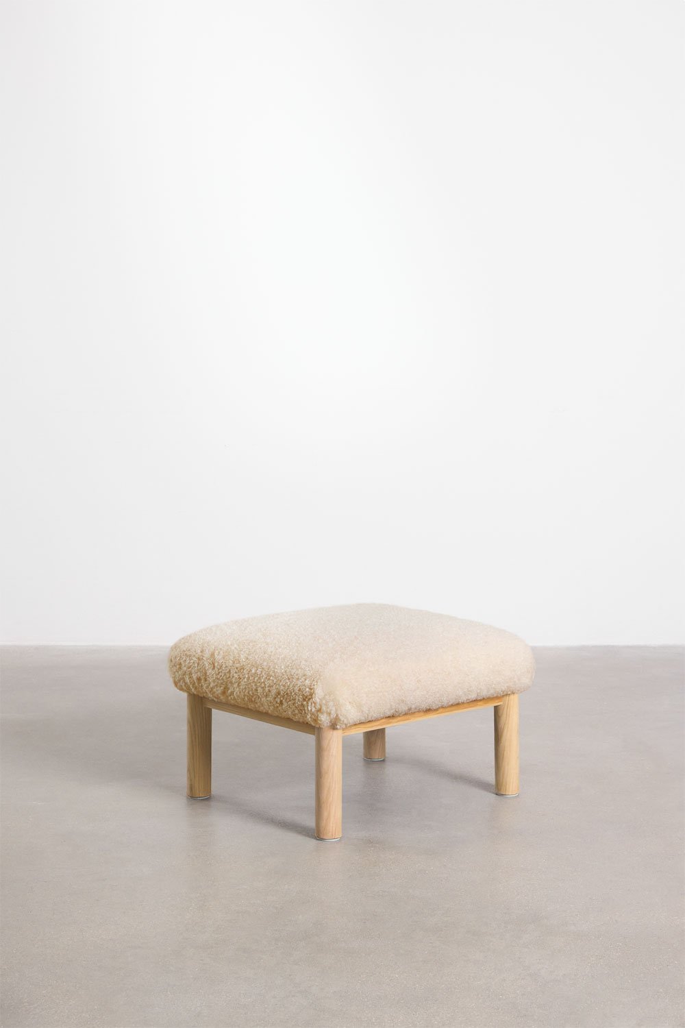 Sklum Footstool In Sheepskin And Bernia Ash Wood