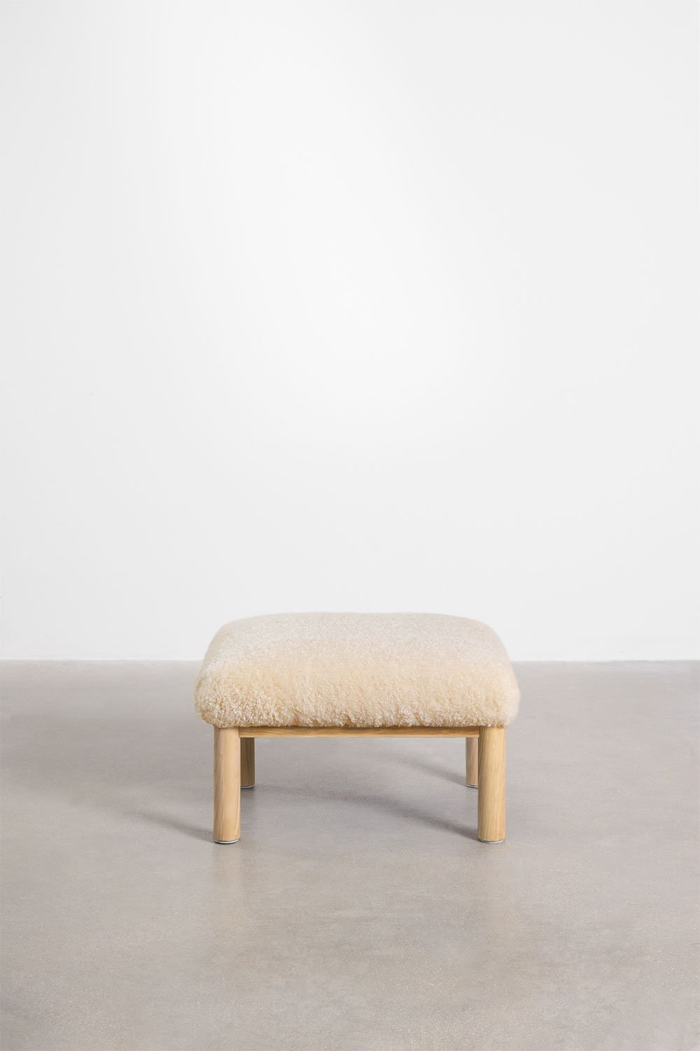 Sklum Footstool In Sheepskin And Bernia Ash Wood