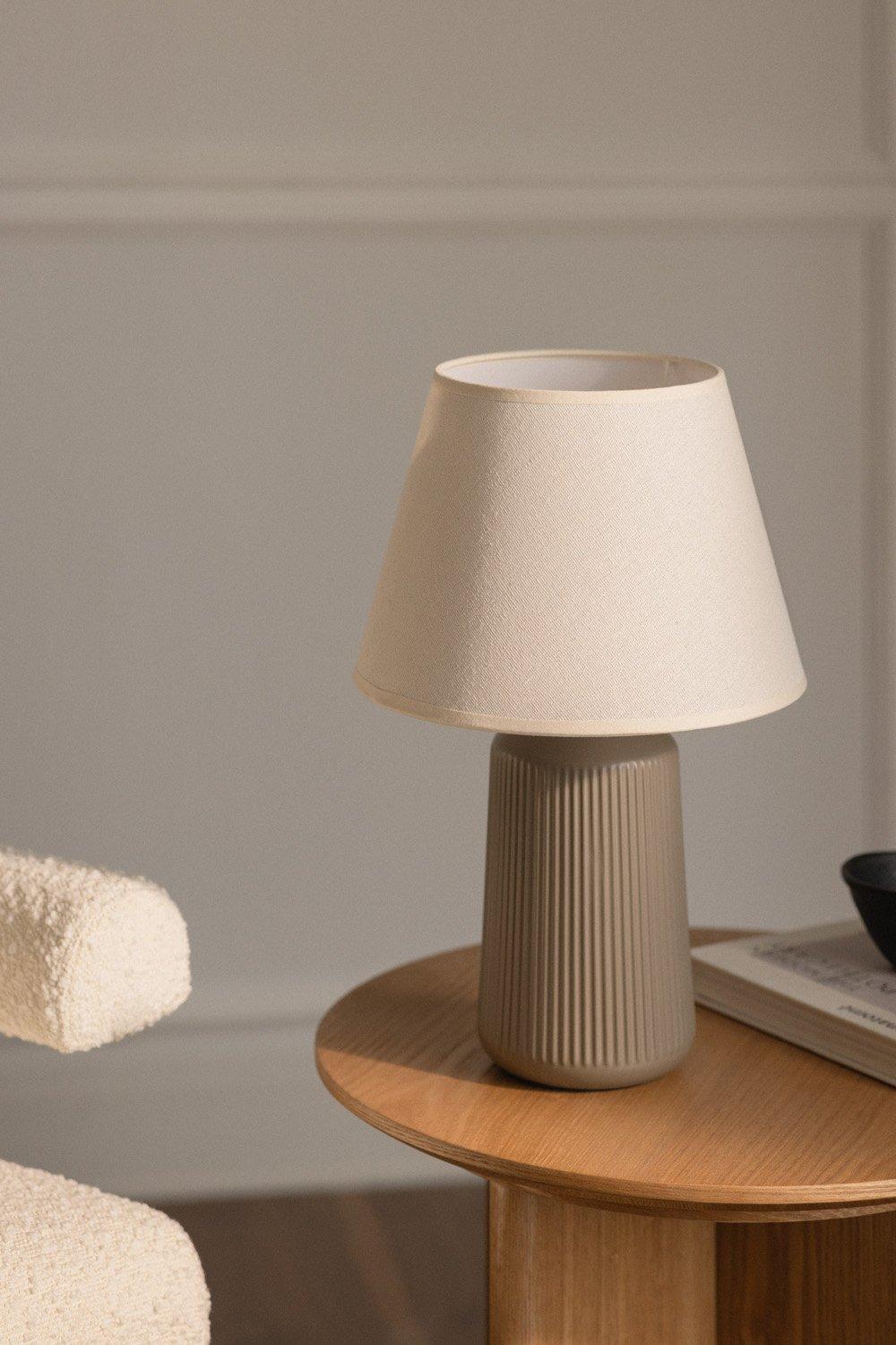 sklum Lampa stołowa 40 cm z ceramiki i lnu Torena