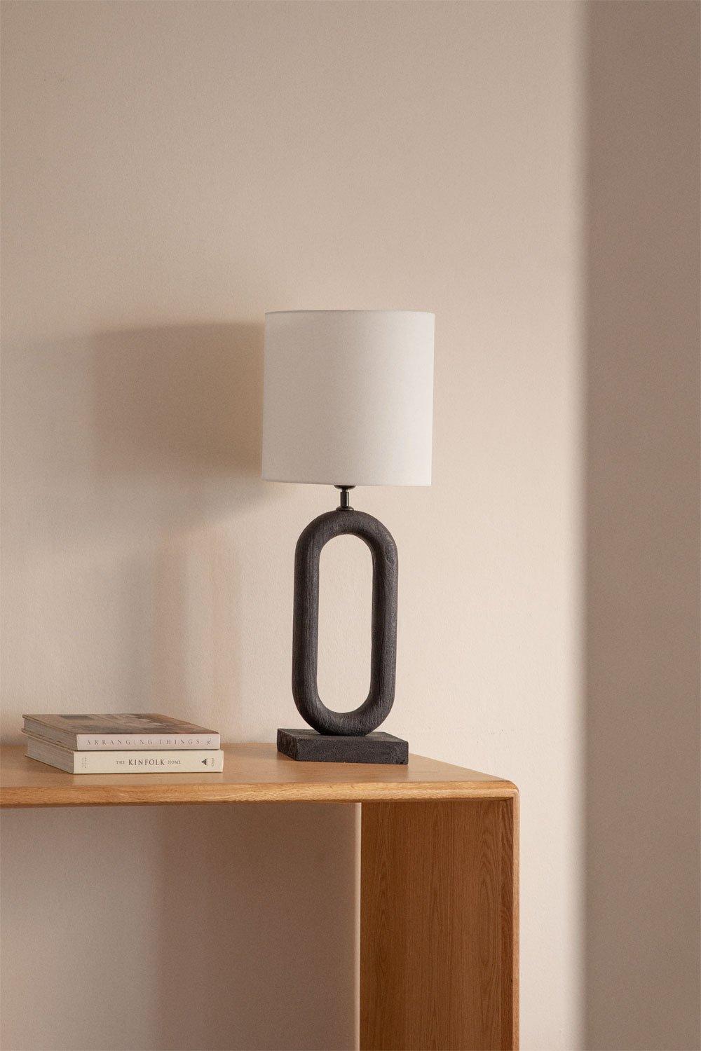 sklum Lampa stołowa Ariadne z drewna mango i lnu