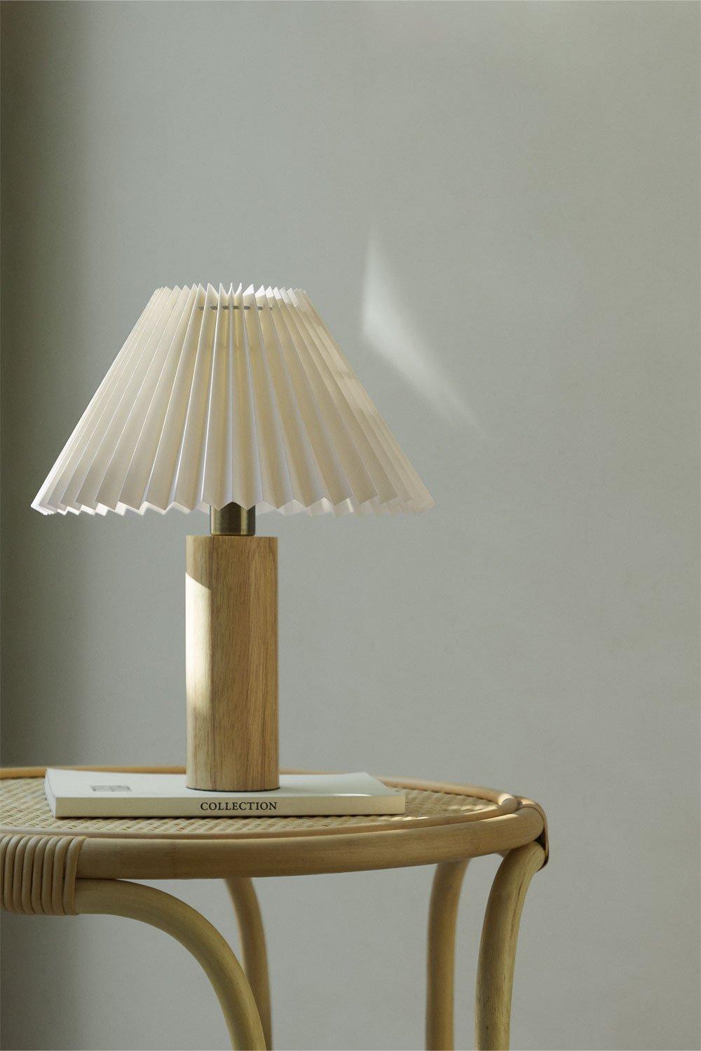 sklum Lampa stołowa Gaines z drewna gumowego