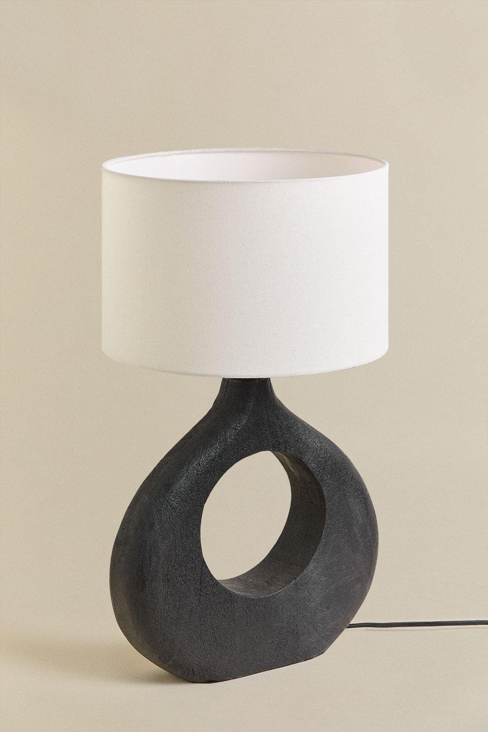 Sklum Lampa Stołowa Z Drewna Mango I Lnu Lavaux