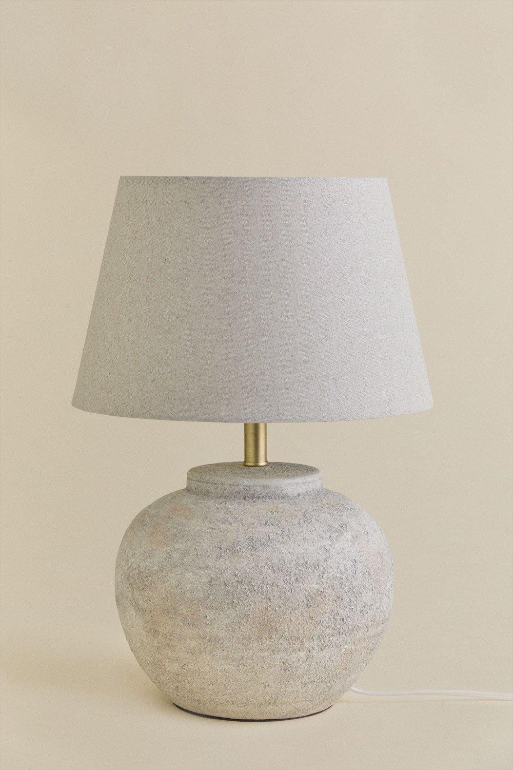 Sklum Lámpara De Mesa En Cerámica Y Lino Kenaris