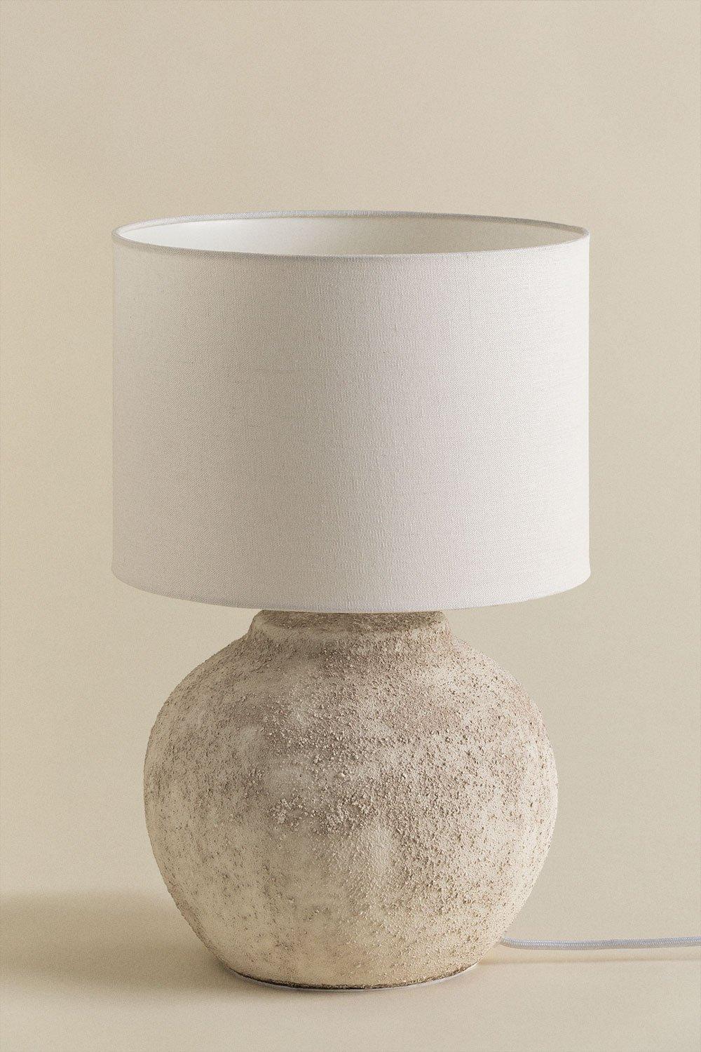 Sklum Lámpara De Mesa En Lino Y Terracota Aloia