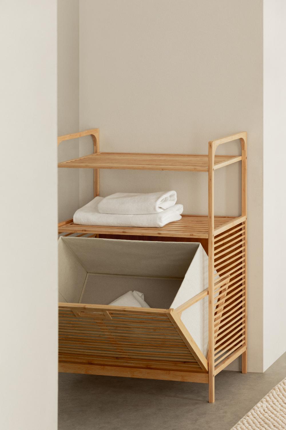 sklum Lauren Bamboo Laundry Hamper with Shelf